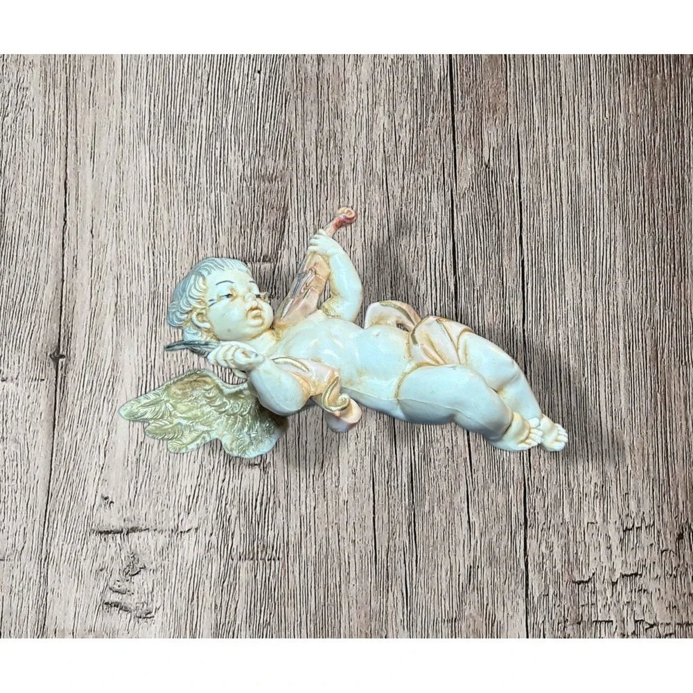 Vintage Fontanini Depose Italy Angel Cherub Playing Violin Spider Mark 4.5